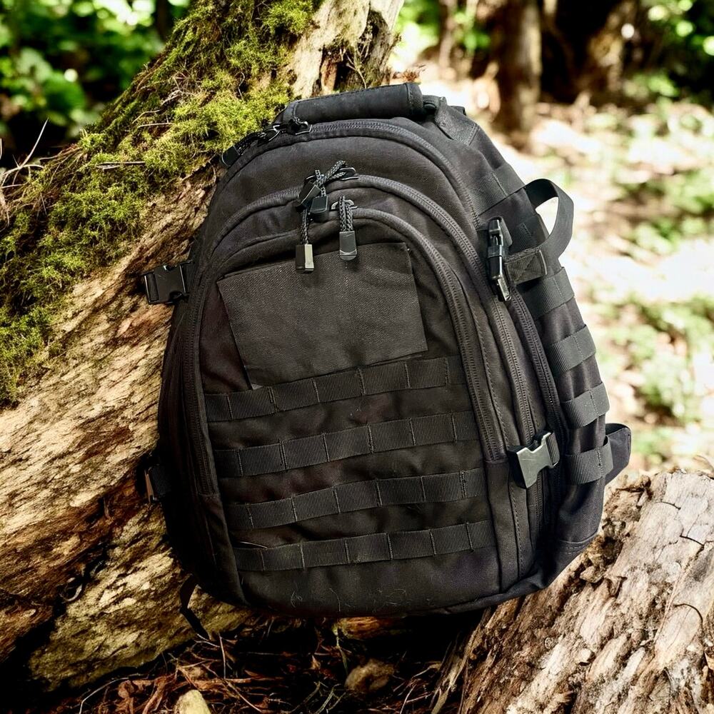 Condor Mission Pack Black Tactical Backpack MOLLE Travel Hiking Go-Bag 30L
